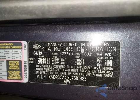 2020 Kia Sportage S z USA, uszkodzony, nr VIN KNDP6CACXL7681383